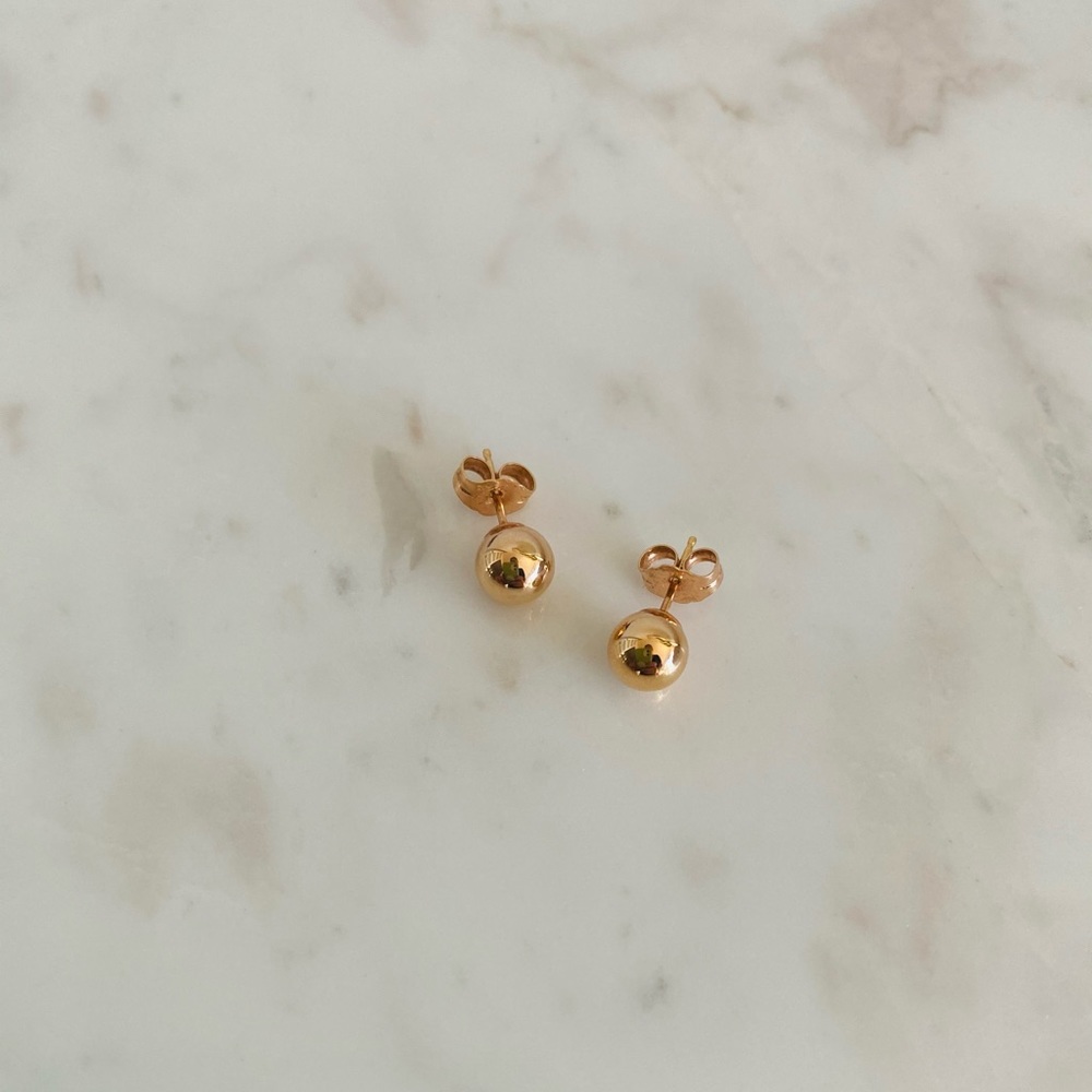 6mm Bead Ball Stud Earrings in 14K Rose Gold